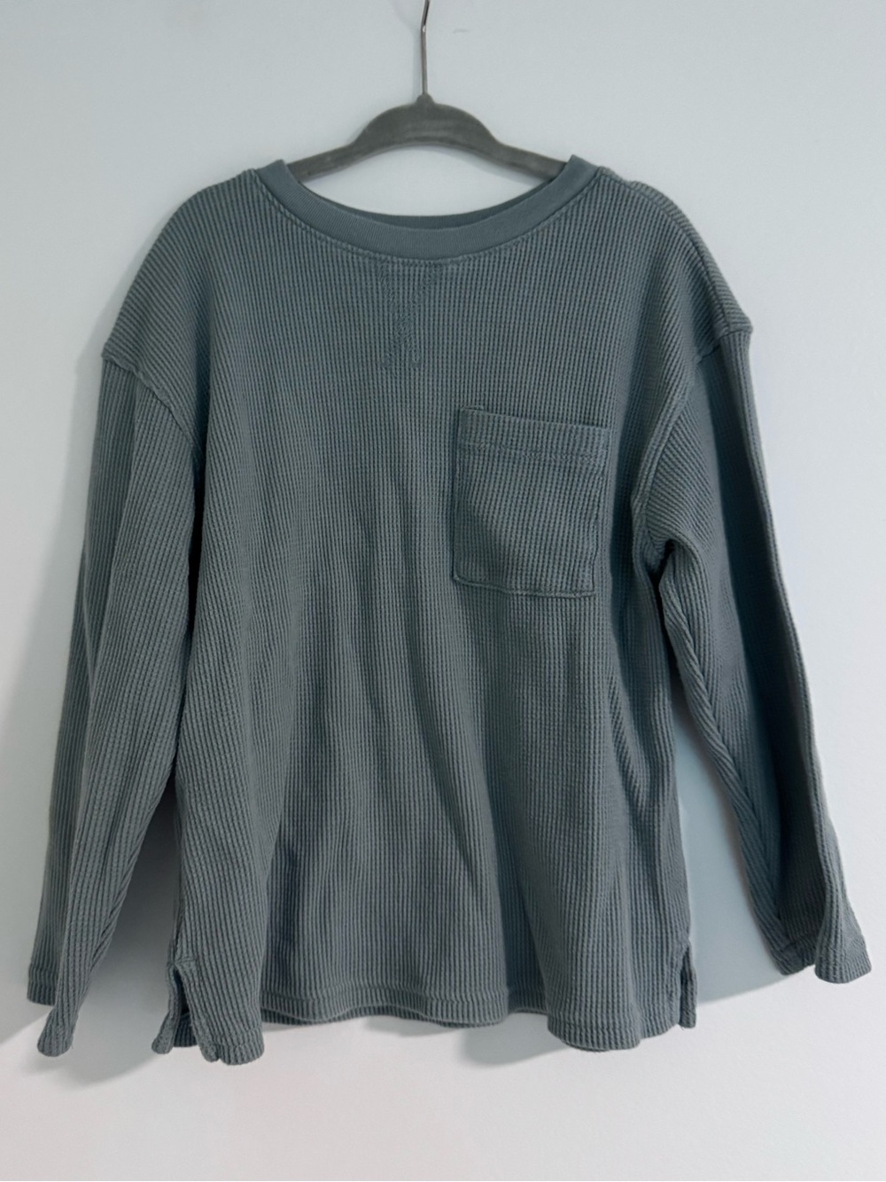 Cat & Jack Waffle Knit Long Sleeve Top - Slate Blue